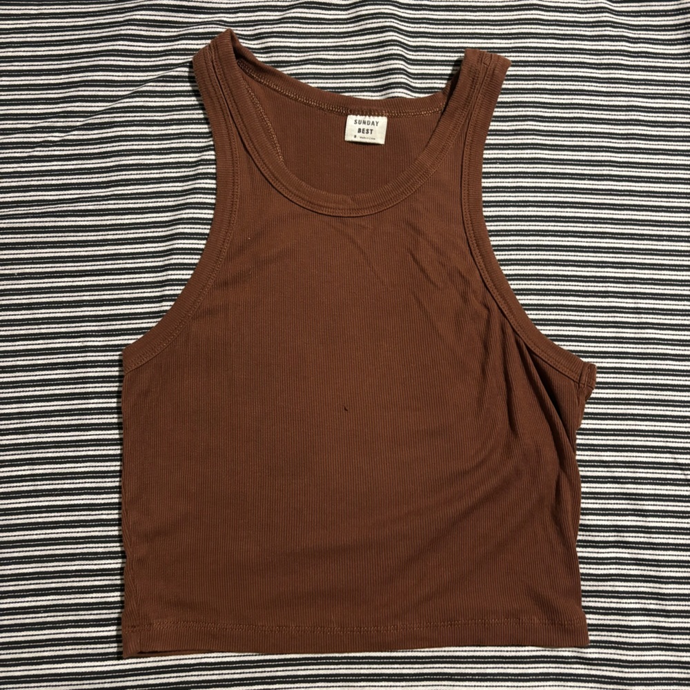 💌DONATED💌 Aritzia Sunday Best Honor Tank | Brown | Size S - Picture 2 of 6